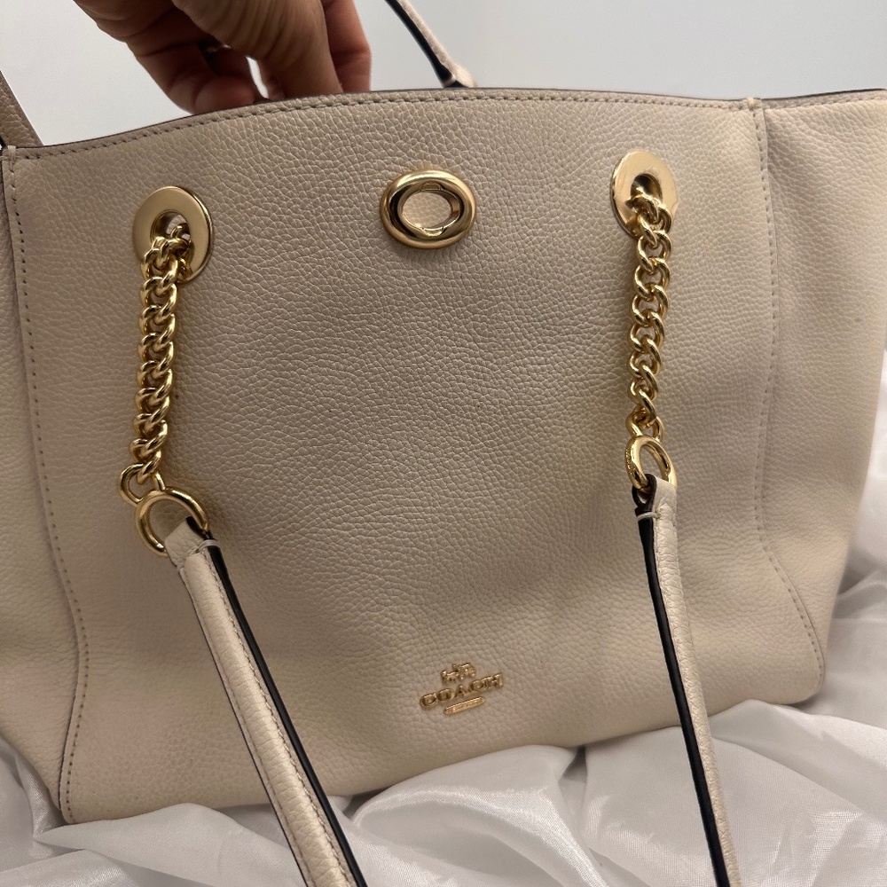 Cream Coach Bag with Dust Bag